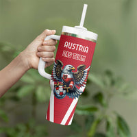 Custom Austria Football Tumbler With Handle Das Team With Eagle Mascot - Wonder Print Shop