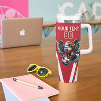 Custom Austria Football Tumbler With Handle Das Team With Eagle Mascot - Wonder Print Shop