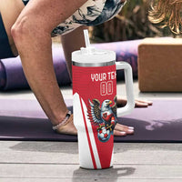 Custom Austria Football Tumbler With Handle Das Team With Eagle Mascot - Wonder Print Shop