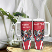 Custom Austria Football Tumbler With Handle Das Team With Eagle Mascot - Wonder Print Shop