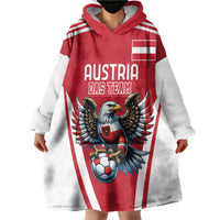 Custom Austria Football Wearable Blanket Hoodie Das Team With Eagle Mascot - Wonder Print Shop