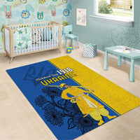 Ukraine Statehood Day 1918 Area Rug Coat Of Arms With Ukrainian Folk Pattern