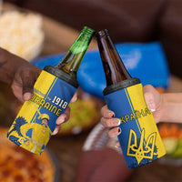 Ukraine Statehood Day 1918 4 in 1 Can Cooler Tumbler Coat Of Arms With Ukrainian Folk Pattern