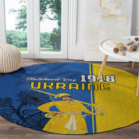 Ukraine Statehood Day 1918 Round Carpet Coat Of Arms With Ukrainian Folk Pattern