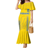 Custom Ukraine Football Family Matching Mermaid Dress and Hawaiian Shirt Come On Zbirna Yellow Version