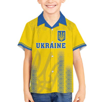 Custom Ukraine Football Family Matching Off The Shoulder Long Sleeve Dress and Hawaiian Shirt Come On Zbirna Yellow Version