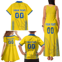 Custom Ukraine Football Family Matching Tank Maxi Dress and Hawaiian Shirt Come On Zbirna Yellow Version