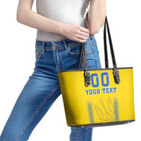 Custom Ukraine Football Leather Tote Bag Come On Zbirna Yellow Version