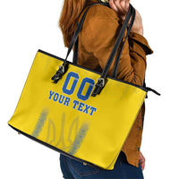 Custom Ukraine Football Leather Tote Bag Come On Zbirna Yellow Version
