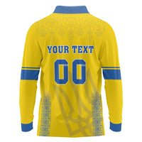 Custom Ukraine Football Long Sleeve Polo Shirt Come On Zbirna Yellow Version