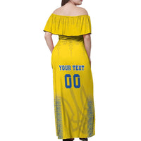 Custom Ukraine Football Off Shoulder Maxi Dress Come On Zbirna Yellow Version
