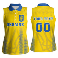 Custom Ukraine Football Women Sleeveless Polo Shirt Come On Zbirna Yellow Version