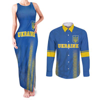 Custom Ukraine Football Couples Matching Tank Maxi Dress and Long Sleeve Button Shirt Come On Zbirna Blue Version
