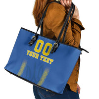 Custom Ukraine Football Leather Tote Bag Come On Zbirna Blue Version