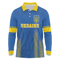 Custom Ukraine Football Long Sleeve Polo Shirt Come On Zbirna Blue Version
