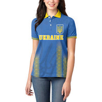 Custom Ukraine Football Women Polo Shirt Come On Zbirna Blue Version
