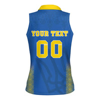 Custom Ukraine Football Women Sleeveless Polo Shirt Come On Zbirna Blue Version