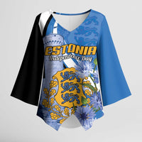 Estonia Independence Day Personalized Kimono Sleeve Blouse Pikk Hermann Tower Estonian Pride