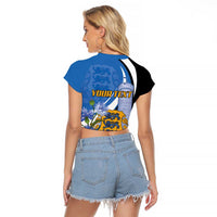 Estonia Independence Day Personalized Raglan Cropped T Shirt Pikk Hermann Tower Estonian Pride