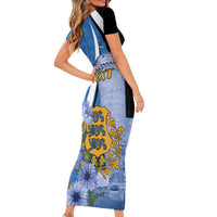 Estonia Independence Day Personalized Short Sleeve Bodycon Dress Pikk Hermann Tower Estonian Pride