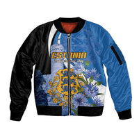 Estonia Independence Day Personalized Sleeve Zip Bomber Jacket Pikk Hermann Tower Estonian Pride