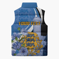 Estonia Independence Day Personalized Sleeveless Puffer Jacket Pikk Hermann Tower Estonian Pride