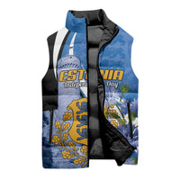 Estonia Independence Day Personalized Sleeveless Puffer Jacket Pikk Hermann Tower Estonian Pride