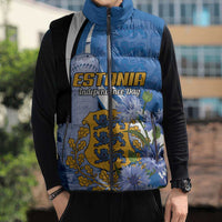 Estonia Independence Day Personalized Sleeveless Puffer Jacket Pikk Hermann Tower Estonian Pride