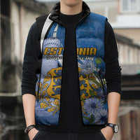 Estonia Independence Day Personalized Sleeveless Puffer Jacket Pikk Hermann Tower Estonian Pride