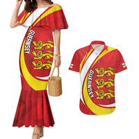 Guernsey Coat Of Arms Couples Matching Mermaid Dress and Hawaiian Shirt Sporty Style