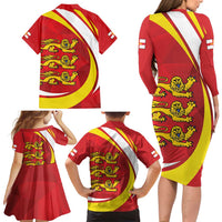 Guernsey Coat Of Arms Family Matching Long Sleeve Bodycon Dress and Hawaiian Shirt Sporty Style