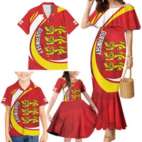 Guernsey Coat Of Arms Family Matching Mermaid Dress and Hawaiian Shirt Sporty Style