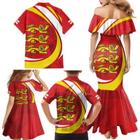 Guernsey Coat Of Arms Family Matching Mermaid Dress and Hawaiian Shirt Sporty Style
