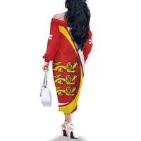 Guernsey Coat Of Arms Family Matching Off The Shoulder Long Sleeve Dress and Hawaiian Shirt Sporty Style