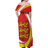 Guernsey Coat Of Arms Family Matching Off Shoulder Maxi Dress and Hawaiian Shirt Sporty Style