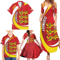 Guernsey Coat Of Arms Family Matching Summer Maxi Dress and Hawaiian Shirt Sporty Style