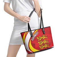 Guernsey Coat Of Arms Leather Tote Bag Sporty Style