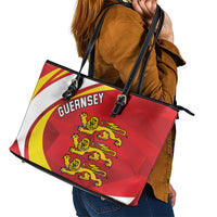 Guernsey Coat Of Arms Leather Tote Bag Sporty Style