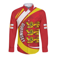 Guernsey Coat Of Arms Long Sleeve Button Shirt Sporty Style
