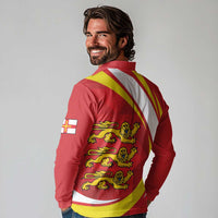 Guernsey Coat Of Arms Long Sleeve Polo Shirt Sporty Style