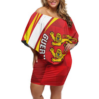 Guernsey Coat Of Arms Off Shoulder Short Dress Sporty Style
