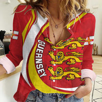 Guernsey Coat Of Arms Women Casual Shirt Sporty Style
