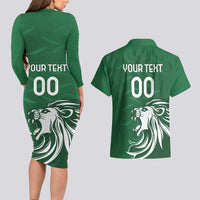 Custom Guernsey Football Couples Matching Long Sleeve Bodycon Dress and Hawaiian Shirt Go Champions