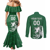 Custom Guernsey Football Couples Matching Mermaid Dress and Long Sleeve Button Shirt Go Champions