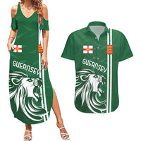 Custom Guernsey Football Couples Matching Summer Maxi Dress and Hawaiian Shirt Go Champions