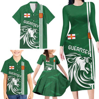 Custom Guernsey Football Family Matching Long Sleeve Bodycon Dress and Hawaiian Shirt Go Champions