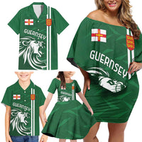 Custom Guernsey Football Family Matching Off Shoulder Short Dress and Hawaiian Shirt Go Champions