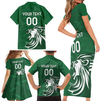 Custom Guernsey Football Family Matching Short Sleeve Bodycon Dress and Hawaiian Shirt Go Champions
