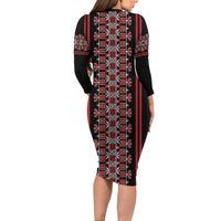 Traditional Spring Martisor Day Family Matching Long Sleeve Bodycon Dress and Hawaiian Shirt Romanian Embroidery Patterns