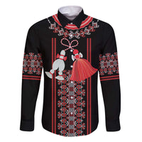 Traditional Spring Martisor Day Family Matching Off The Shoulder Long Sleeve Dress and Hawaiian Shirt Romanian Embroidery Patterns